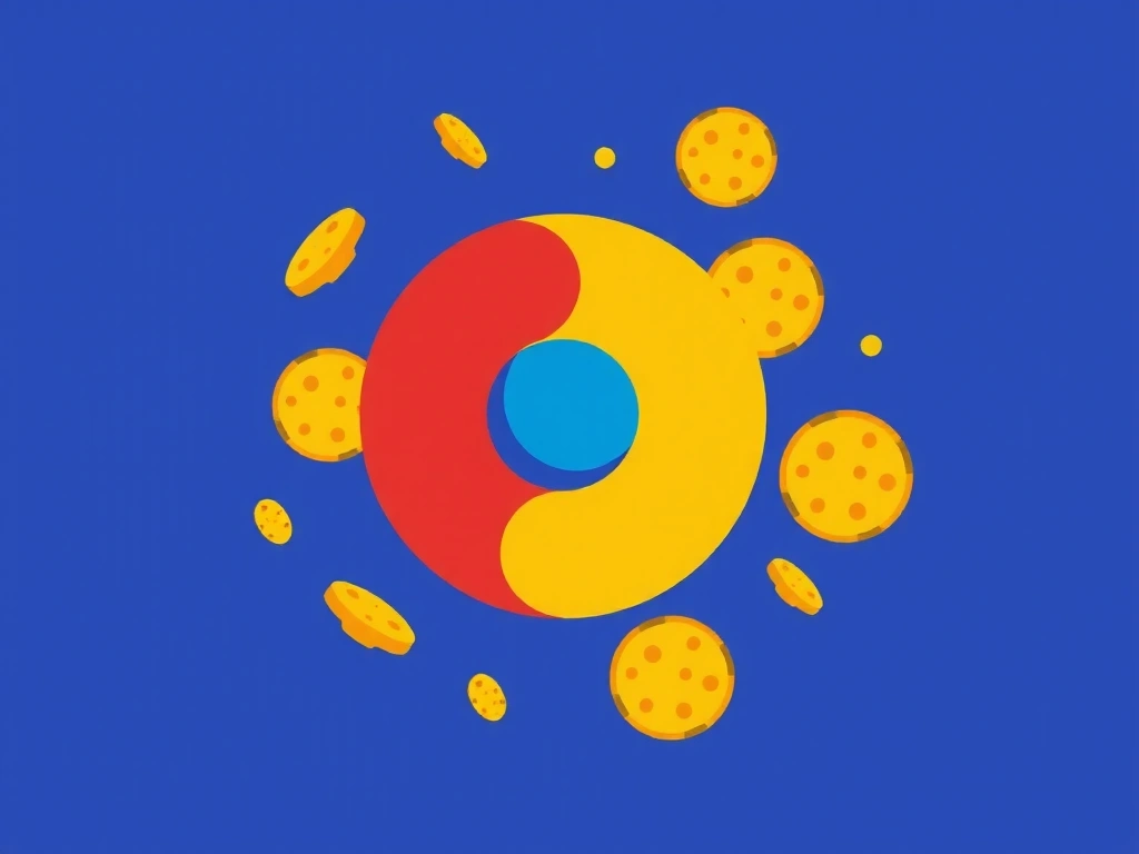 Illustration of various cookies and a web browser icon