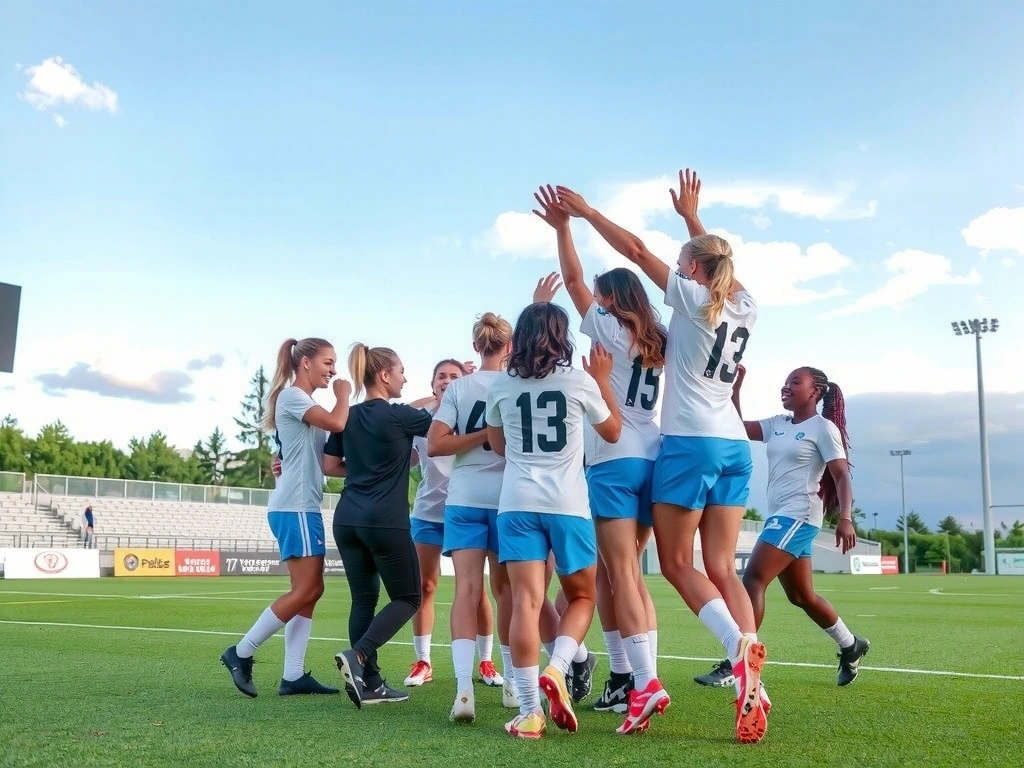 Team sport players celebrating a goal, symbolizing team sports nutrition